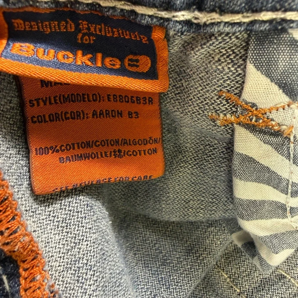 Rock Revival Jeans Mens 36 (fits 37x28) Blue Aaron Bootcut Distressed Moto Y2K
